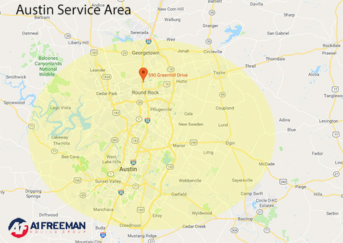 A-1 Freeman Austin Moving Service Area Map